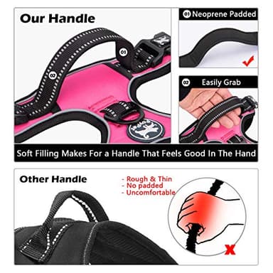 PoyPet No Pull Dog Harness, No Choke Front Clip Dog Reflective Harness, Adjustable Soft Padded Pet Vest with Easy Control Handle for Small to Large Dogs(Pink,L) - Image 4
