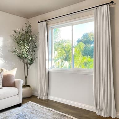 INOVADAY 100% Blackout Curtains for Bedroom, Black Out Curtains 84 Inch Long, Clip Rings Linen Blackout Drapes, Thermal Insulated Room Darkening for Living Room, 2 Panels - Beige,W50xL84 - Image 4