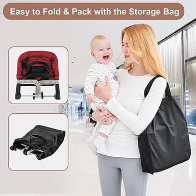 Hook On Chair,Clip on High Chair, Fold-Flat Storage Portable Baby Feeding Seat, High Load Design, Attach to Fast Table Chair Removable Seat for Home and Travel(Red) - Image 5