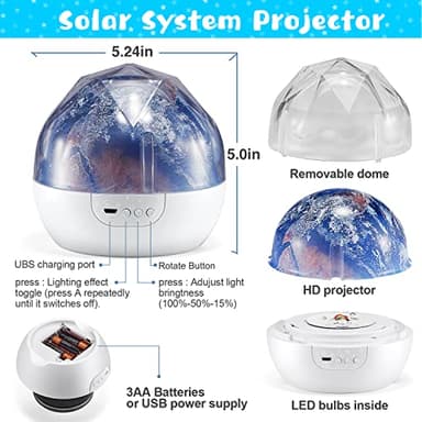 Solar System for Kids Projector Night Light, 360°Rotating+5 Films Planet Space Projector for Bedroom, Bright Night Light for Boys Room, Space Toys for Kids 3-5, Solar System Planet Toys for Boy Gifts - Image 7