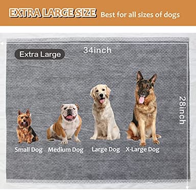 HIDOGGYLD Dog Pee Pads Extra Large 28" x 34", 30 Count, Activated Carbon Charcoal Puppy Pads XL, Potty Pads for Dogs with Adhesive Sticky Tape, Disposable Training Bed Pads for Pets, Doggies, Cats - Image 6