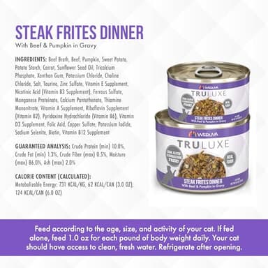Weruva TruLuxe Cat Food, Steak Frites Dinner with Beef & Pumpkin in Gravy, 6oz Can (Pack of 24) - Image 5