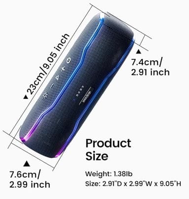 Portable Bluetooth Speaker, IPX7 Waterproof Wireless Speakers with Colorful Flashing Lights, 25W Super Bass 24H Playtime, 100ft Range, TWS Pairing for Outdoor, Home, Party, Beach, Birthday Gift - Image 5
