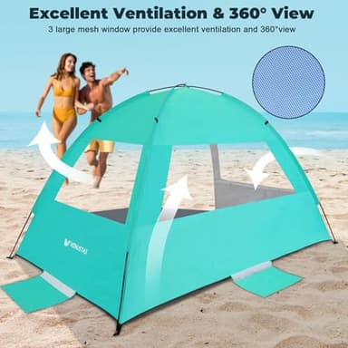 Venustas Beach Tent Sun Shelter for 3/4-5/6-7/8-10 Person, UPF 50+ UV Protection Beach Canopy, Lightweight and Easy Setup Cabana, Portable Beach Shade Tent - Image 4