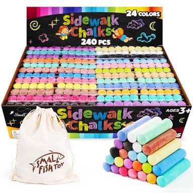 240PCS Washable Sidewalk Chalks, 24 Colors Jumbo Chalk for Kids, Non-Toxic Sidewalk Chalk Bulk for Toddler, Dustless Outdoor Chalk Giant Box Chalkboard Chalk for Party Favor Playground, Great for Kids - Image 1