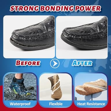 GLOWPOINT 35g Shoe Glue, Instant Shoe Glue Sole Repair, Clear Strong Adhesive for Sneakers, Boots, Leather, Heels and More, with Sanding Stick, Elastic Bands & Precision Droppers, Waterproof - 1 Pack - Image 5