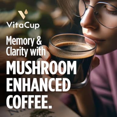 VitaCup Focus Mushroom Coffee Grounds, with Lions Mane, Chaga, B Vitamins, D3, Boost Focus, Immunity, Memory & Clarity, Medium Dark Roast, Bold & Smooth 100% Arabica Specialty, 10 Oz - Image 2