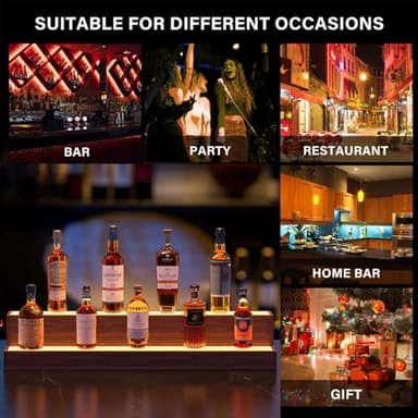 Cubehom LED 38 Inch Bar Display Shelf, DIY Illuminated Bottle Shelf with App & Remote Control, 2 Step Freestanding Holding Bottles for Home Bar, Party, Walnut - Image 4