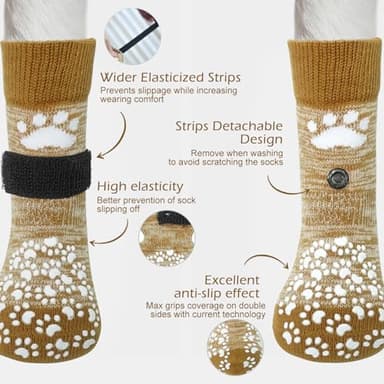 EXPAWLORER Anti Slip Dog Socks to Prevent Licking Paws, Dog Shoes for Hot Pavement, Dog Booties for Small Medium Large Senior Dogs, Traction Control Boots & Paw Protectors for Hardwood Floors - Image 2