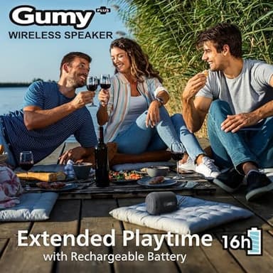 JVC Gumy Portable Bluetooth 5.3 Speaker – Indoor/Outdoor Wireless – Waterproof for Travel & Home – 16HR Playtime – USB-C, Aux Input, Compact & Easy to Carry, Mic for Calls, Voice Assist, Carry Strap - Image 2