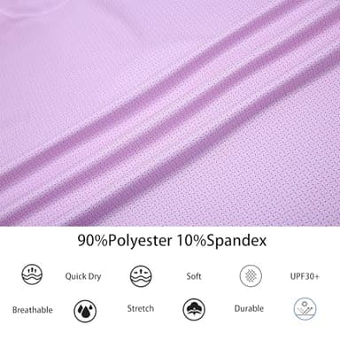 Alex Vando Mens Golf Shirt Moisture Wicking Classic Print Golf Shirts for Men,Pink Dots,L - Image 5