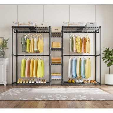 VIPEK X3 Expandable Heavy Duty Clothes Rack Adjustable from 5'2" to 8' with Adjustable Shelves and Hanger Rods, Large Freestanding Clothing Racks Reach-in & Walk-in Closet, Max Load 1210LBS, Black - Image 8