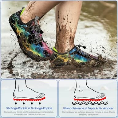 Built-in Heel Grips Water Shoes for Kids Girls Boys Hiking Shoes Wide Barefoot Swim Beach Pools Aqua Socks Slip-On Quick Dry Lightweight for Big Little Kids Toddler - Image 3