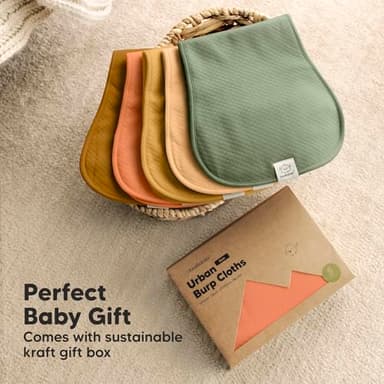 KeaBabies 5-Pack Organic Burp Cloths Baby Girl, Boy - Extra Large, Absorbent Baby Burp Cloths, Soft Burping Cloths for Babies, Newborn Burp Clothes, Cotton Burp Rags, Thick Burp Cloth (Phase/Quin) - Image 9