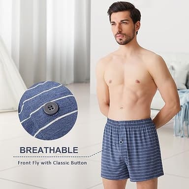 BAMBOO COOL Mens Boxers Short Classic Fit Soft Casual Underwear Loose Comfortable Breathable Boxer Shorts for Men (5 Pack), Medium - Image 4