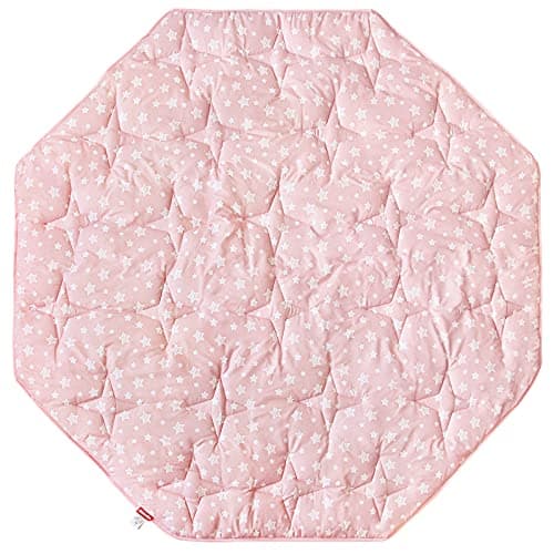 Octagon Playpen Mat Pink for Girls, Non Slip Baby Playpen Mattress Mat Fits 8 Panel Regalo Extra Large Portable Play Yard, Pink Star Print Playard Pad for Girls - Image 1