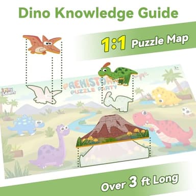 iPlay, iLearn Floor Puzzle for Kids Ages 3-5 4-6, Dinosaur Jigsaw Puzzle, 52Pcs Wooden Jumbo Dino Animal Puzzles Game, Toddler Educational Learning Toy, Preschool Birthday Gifts for Boy Girl Child - Image 5
