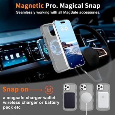 Hualele Magnetic for iPhone 15 Pro Case, Compatible with MagSafe, Military Grade Dropproof Translucent Matte Back Cute Curly Wave Edge Slim Phone Case 15 Pro, Grey - Image 4