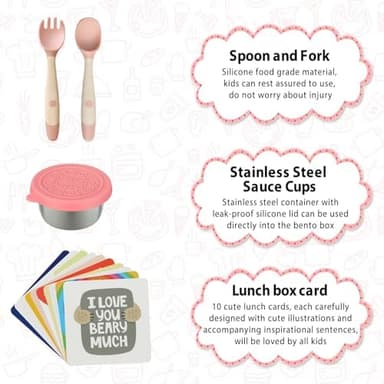 wiwens Bento Lunch Box for Kids with 12oz Soup Thermo Leak-Proof Lunch Food Container with 5 Compartment Thermo Hot Food Jar and Insulated Lunch Bag for Kid Toddler Girls Boys to School - Image 5