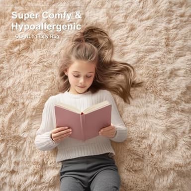 OLANLY 6x9 Machine Washable Large Area Rugs for Living Room, Bedroom, Soft Fluffy Shaggy Bedside Rug, Indoor Floor Carpet for Kids Girls and Boys, Dorms, Nursery, Home Decor Aesthetic, Beige - Image 6