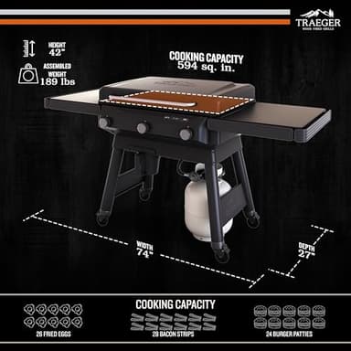 Traeger Grills Flatrock, 33 Inch Flat Top Griddle, Outdoor Gas Grill with 3-Zone TruZone Cooking, Even Heat, Fuel Sensor, and EZ-Clean Grease Management, Premium Propane Griddle for Outdoor Cooking - Image 2