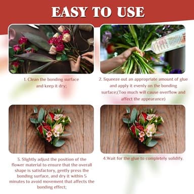 Floral Glue for Fresh Flowers, Waterproof Flower Adhesive for Corsages, Boutonnieres, Wristlets, Wedding Crafts, Fast Drying, Strong Hold Floral Glue for Silk Dried Flowers and Accessories (50ml) - Image 5