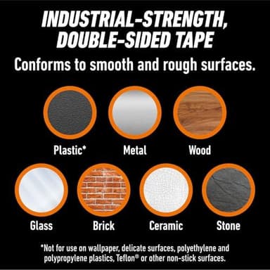 Gorilla Heavy Duty Double Sided Mounting Tape, Black Tape, 1" x 120" (Pack of 1) - Weatherproof for Indoor or Outdoor - Image 4