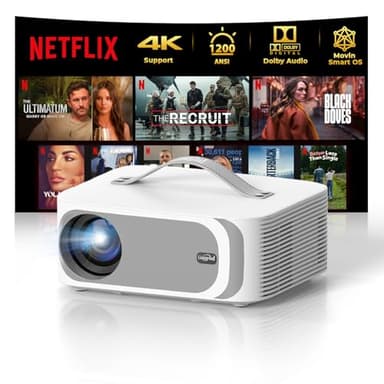 [AI Movin 2.0 System/1200 ANSI/Auto Focus] Projector with WiFi and Bluetooth, Outdoor-Projector 30W DoIby Audio APPS Built-in, Lisowod 1080P Smart Portable 4K Proyector with HDR10+ 2025 Upgraded - Image 1
