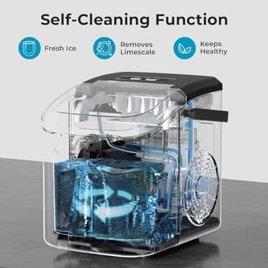 Countertop Ice Maker Machine – 8 Bullet Ice in 6 Mins, 26.5lbs/24Hrs Output – Self-Cleaning Portable Design with Selectable Ice Size & Touch Display for Home/Office/Bar - Image 3
