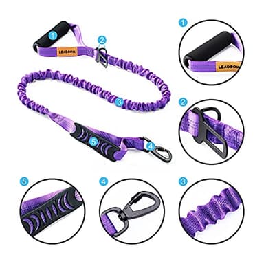 LEADSOM 6FT Highly Reflective Heavy Duty Elastic Bungee Medium and Large Dog Leash Shock Absorbing with Comfortable Padded Handle and Traffic Handle Suitable for Training - Image 7