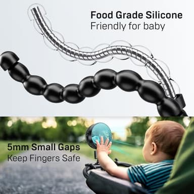 20000mAh Portable Stroller Fan, 120° Auto Oscillation, 3-IN-1 with Power Bank LED Light Detachable Flexible Tripod Rechargeable Battery Powered Clip On Fans Desk for Baby Crib Car Seat Travel - Image 4