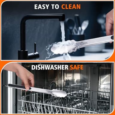 Hotec Stainless Steel Kitchen Tongs Set of 2 - 9" and 12", Locking Metal Food Tongs Non-Slip Grip - Image 9