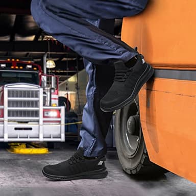 Steel Toe Shoes for Men and Women Comfortable Lightweight Work Safety Shoes Puncture Proof Slip Resistant Indestructible Sneakers Construction Work Utility Black M9.5 - Image 7