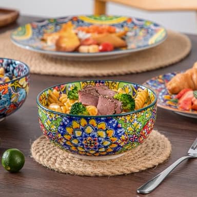 vancasso 12 Pieces Dinnerware Sets, Plates and Bowls Set, Porcelain Dishes Set for 4, Microwave and Dishwasher Safe, Scratch Resistant, Bohemian Style Dining Ware Service for 4, Series SIMI - Image 7