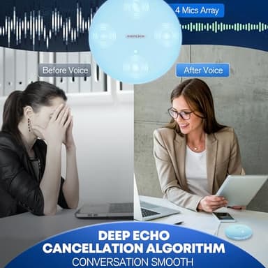 Bluetooth Conference Speakerphone M4 with AI Noise Reduction, AI Summaries, AI Transcription with 60-Language Support, 13FT 360° Voice Pickup,10-Hour Battery Life for Zoom and Teams, Blue - Image 6