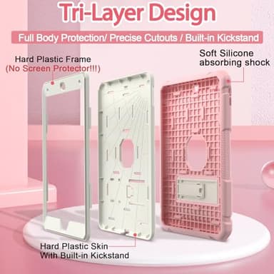 BMOUO Case for iPad 9th 8th 7th Generation (iPad 10.2 inch, 2021/2020/2019), Shockproof Protective iPad 10.2 Case with Built-in Stand/Pencil Holder, Pink - Image 3