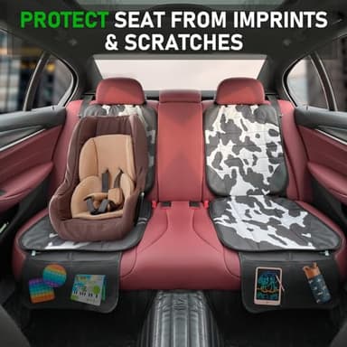 Siivton Car Seat Protector for Child Car Seat,Waterproof Car Seat Cover with Thick Padding, Non-Slip Backing, Protects Fabric & Leather Seats, 2 Mesh Storage Pockets(2 Pack) - Image 6