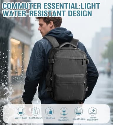 Vacuum Travel Backpack with Pump Women Personal Item Carry on Vacpack Backpacks Flight Approved 18x14x8 inches Men Laptop Waterproof Work Compression bags Casual Daypack Black Vacuum seal backpack - Image 5