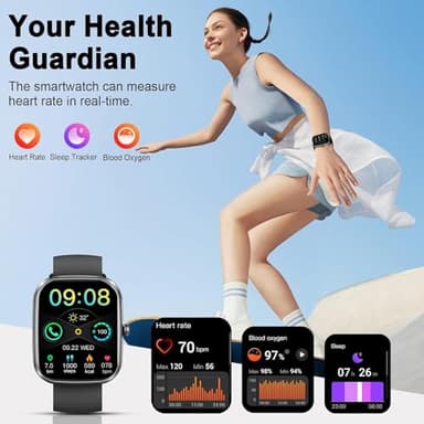 Smart Watch(Answer/Make Call), 1.91" Smartwatch for Men Women, NEW Fitness Watch with 110+ Sport Modes, Fitness Activity Tracke with Pedometer/Sleep Monitor/Heart Rate/IP68 Waterproof, for Android iOS - Image 4