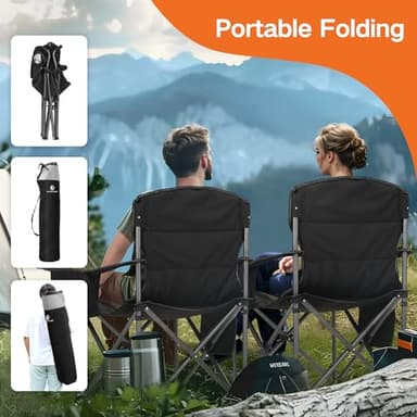 ALPHA CAMP Folding Camping Chair for Adults, Oversized Heavy Duty Lawn Chairs with Cooler Bag, Cup Holder & 600D Oxford Fabric, Folding Chairs for Outside Support 450 LBS,Outdoor Chair 2 Pack - Image 9