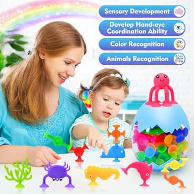 HYSZXUS Bath Toys - 27 PCS Suction Cup Toys Bathtub Toy Shower Toy for Kids Ages 4-8,Sensory Toys for 3 4 5 6 7 Year Old Boys Girls,Mold Free Bath Toy Travel Toy - Image 4