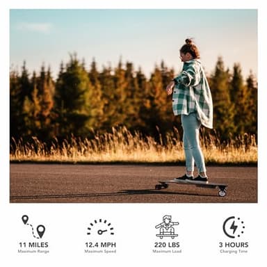 Caroma Electric Skateboards with Remote, 350W Hub-Motor Electric Longboard for Adults Teens, 12.4MPH Top Speed, 11Miles Max Range Black ESkateboard - Image 4