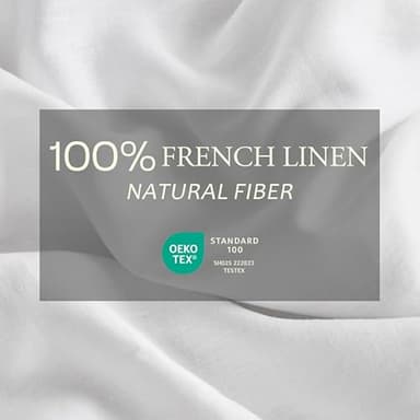 DAPU 100% Linen Duvet Cover Set - Pure Natural French Flax Linen with Multiple Corner Ties and Zipper Closure Soft Breathable Durable for Hot Sleepers 1 Duvet Cover 2 Pillowcases (White, King) - Image 2