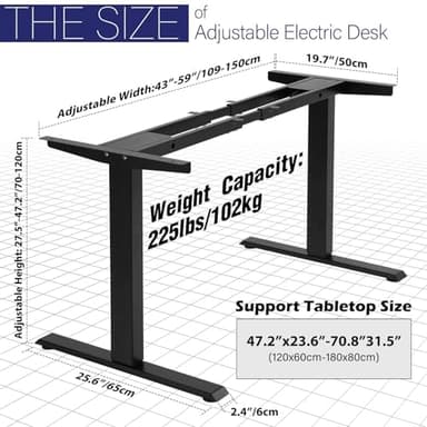 TOPSKY Dual Motor Electric Adjustable Standing for up to 70.8”x31.5” Table Tops, 225 lbs Weight Capacity, Computer Desk for Home and Office (Black Frame only) - Image 2