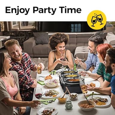 Sunvivi Triple Slow Cooker Buffet Servers and Warmer,3 Pot Food Small Mini Manual Slow Cooker with Adjustable Temp Stainless Steel Lid Rests,Removable Ceramic Pot, 3 * 1.5 Quarts Black - Image 7