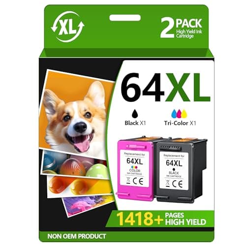 TECKKIN 64XL Ink Cartridges Black/Color Combo Pack Replacement for HP Ink 64 64XL for HP Envy Photo 7855 7858 7155 7120 Printer (1 Black, 1 Color) - Image 1