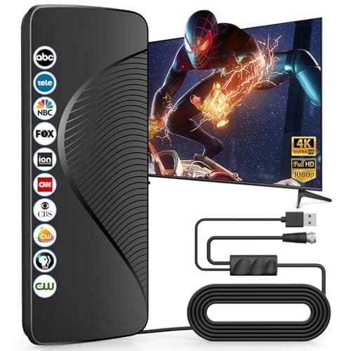 2025 Upgraded TV Antenna for Smart TV, 1600+ Miles Range, Indoor/Outdoor Digital Antenna for Local Channels, HD 4K Support, Amplified Signal Booster, Clear Reception for 1080p 4K TVs
