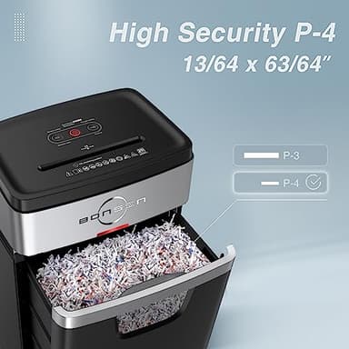 BONSEN Paper Shredder, 20-Sheet 60 Mins Nonstop Heavy Duty Paper Shredder for Office, 60dB Ultra Quiet Cross-Cut Shredder with 6.6 Gals Basket, Anti-Jam CD and Credit Shredder for Home Office (S3104) - Image 4