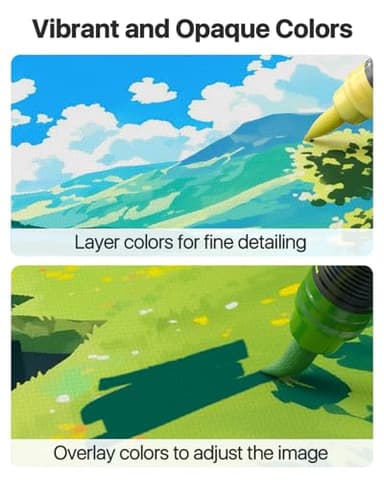 JusArt 36 Colors Acrylic Paint Markers with Canvas Bag, Water-Based Paint Pens with Automatic Ink Control for DIY Halloween Crafts, Waterproof Brush Tip Markers for Pumpkin, Rock, Wood, Fabric, Glass - Image 6