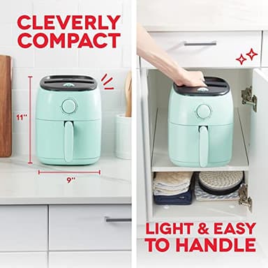 DASH Tasti-Crisp™ Electric Air Fryer Oven, 2.6 Qt., Aqua – Compact Air Fryer for Healthier Food in Minutes, Ideal for Small Spaces - Auto Shut Off, Analog, 1000-Watt - Image 3
